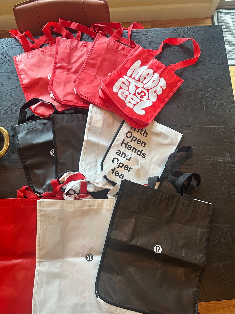 Lululemon Reusable Tote Bags - Red, White, Black